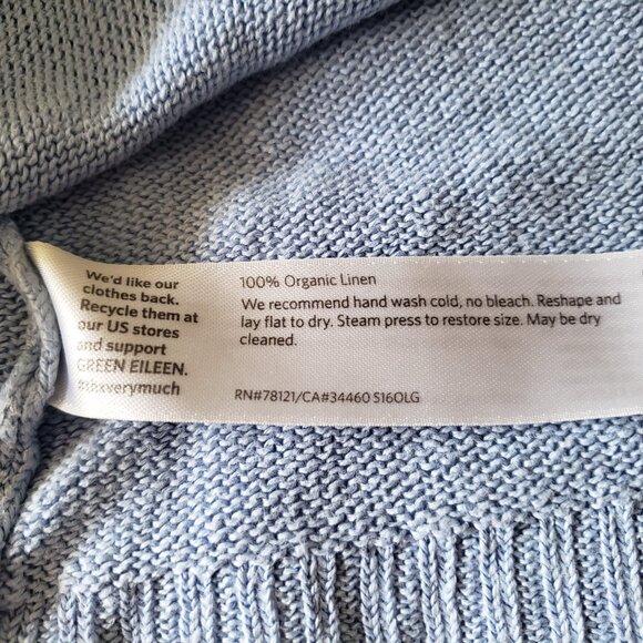 Eileen Fisher Organic Linen Knit Bateau Neck Sweater In Blue Bird - Picture 9 of 9